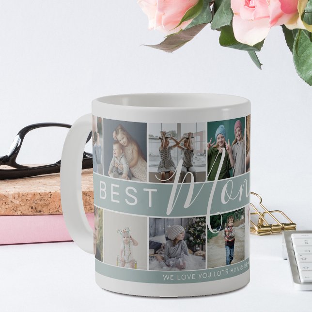 Modern Best Mom Ever Photo Collage & Name/s Coffee Mug (Creator Uploaded)