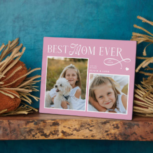 Modern Best Mom Ever Photo Heart Mothers Day Gifts Plaque