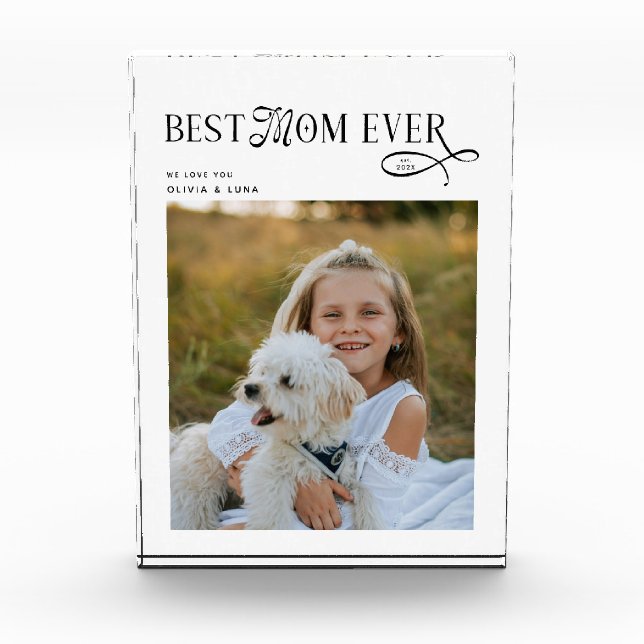 Modern Best Mom Ever Photo  Mothers Day Gifts Block (Front)