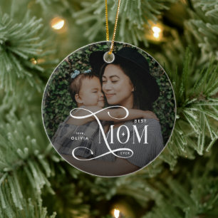 Modern Best Mom Ever Photo Mothers Day Gifts Ceramic Ornament