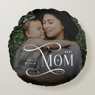 Modern Best Mom Ever Photo Mothers Day Gifts Round Pillow