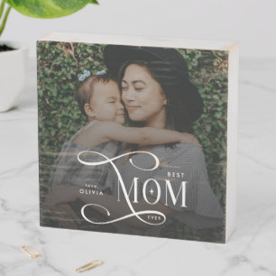 Modern Best Mom Ever Photo Mothers Day Gifts Wooden Box Sign