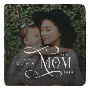 Modern Best Mom Ever Photo Mothers Day Trivet