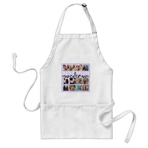 Modern Best Mom Ever Purple Photo Collage  Adult Apron