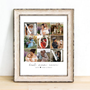 Modern Best Mom Ever Script 9 Photo Grid Collage Poster