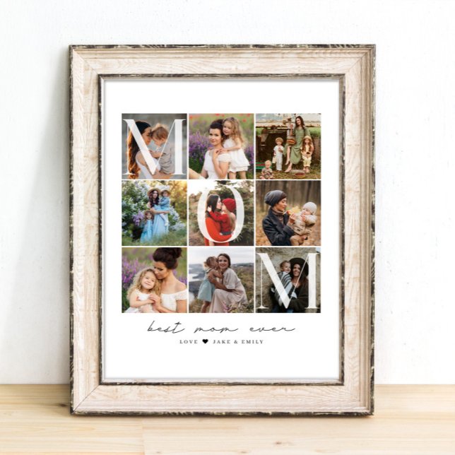 Modern Best Mom Ever Script | 9 Photo Grid Collage Poster (Creator Uploaded)