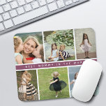 Modern Best Mommy Photo Collage Mouse Pad<br><div class="desc">Modern 6 photo collage on a grid with dark pink stripe in the middle that says "best mommy in the word" mouse pad.</div>