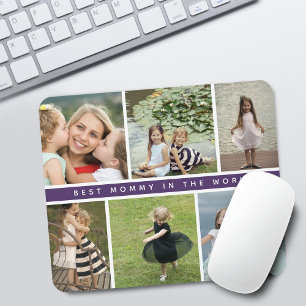 Modern Best Mommy Photo Collage Purple Mouse Pad