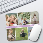 Modern Best Mommy Photo Collage Purple Mouse Pad<br><div class="desc">Modern 6 photo collage on a grid with purple lavender stripe in the middle that says "best mommy in the word" mouse pad.</div>