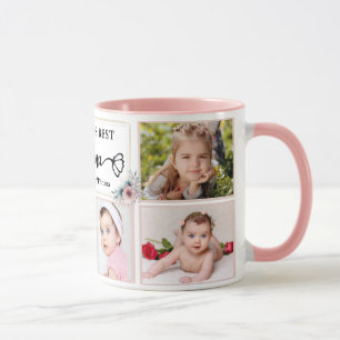 Modern Best Nana Custom Photo Collage Name Heart Mug