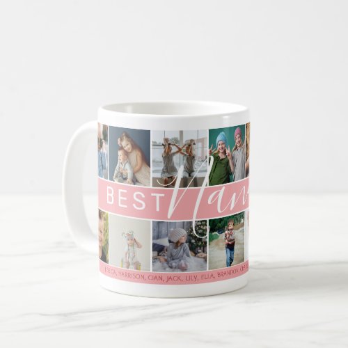 Modern Best Nana Ever Photo Collage  Names Coffee Mug