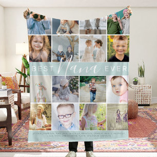 Modern Best Nana Ever Photo Collage & Names Fleece Blanket