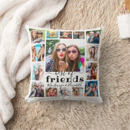 Modern BEST OF FRIENDS 15 Photo Collage Throw Pillow