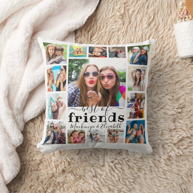 Modern BEST OF FRIENDS 15 Photo Collage Throw Pillow (Blanket)