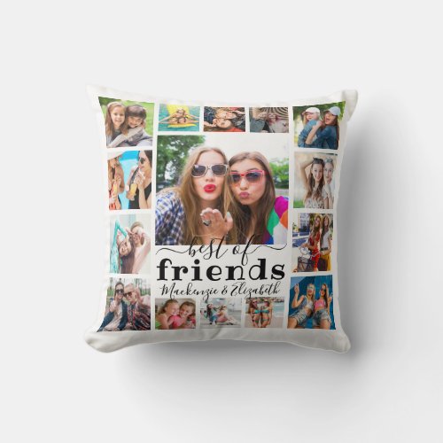 Modern BEST OF FRIENDS 15 Photo Collage Throw Pillow