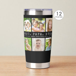 Modern BEST PAPA EVER 12 Photos Personalized Insulated Tumbler