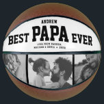 Modern BEST PAPA EVER Cool Trendy Photo Collage Basketball<br><div class="desc">Perfect for the coolest dad you love: A BEST PAPA EVER customized basketball with 3 favorite photos in trendy black and white, his name, and a sweet message from you as well as names and year. Great Father's Day gift or a awesome surprise for his birthday, surely a keepsake he'll...</div>