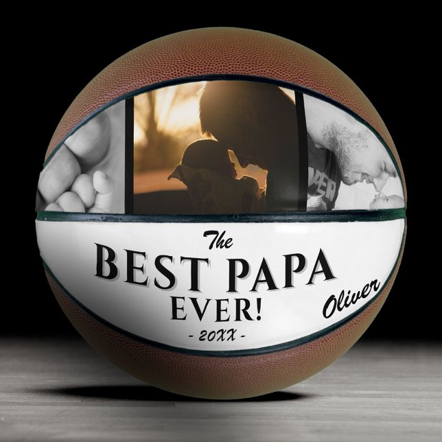 Modern Best Papa Father`s Day Keepsake 3 Photo Basketball (Creator Uploaded)