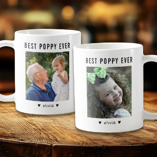 Modern Best Poppy Ever 2 Photo Personalized Coffee Mug