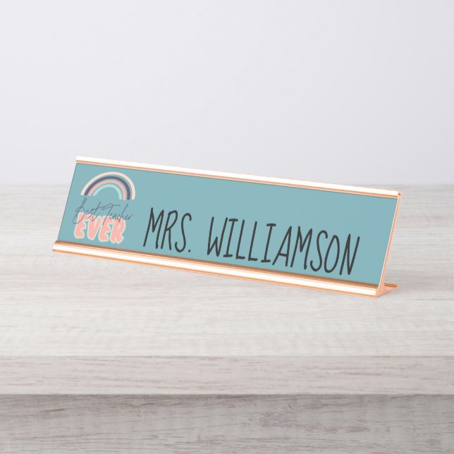 Modern Best Teacher Education Classroom School Desk Name Plate (Front)