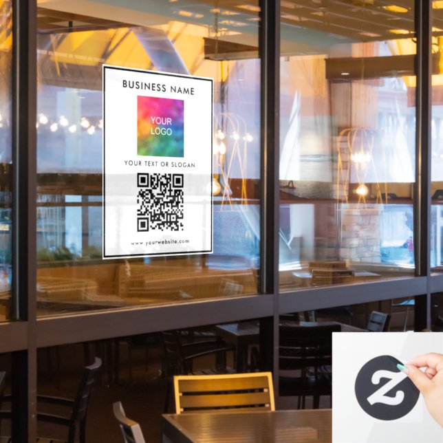 Modern Best Template Business Company Logo QR Code Window Cling (Restaurant Window)