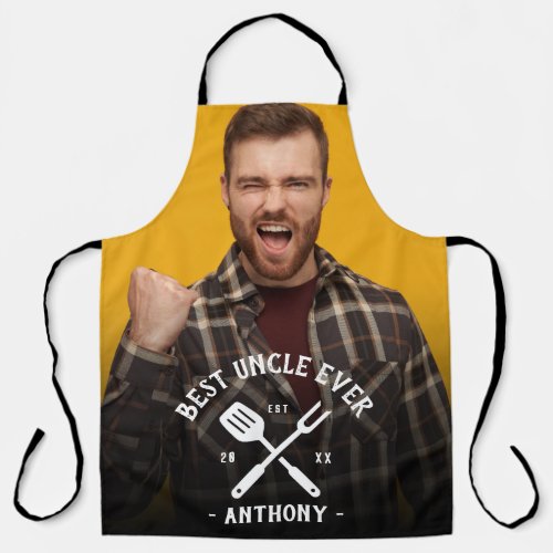 Modern Best UNCLE Ever Cool Name Photo Mens Apron