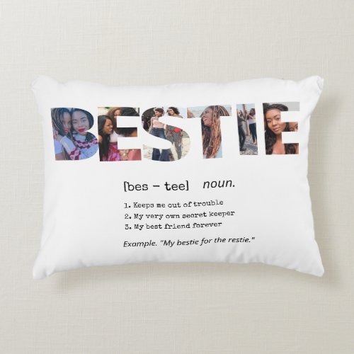 Modern Bestie BFF Best Friends Photo Collage Cute  Accent Pillow