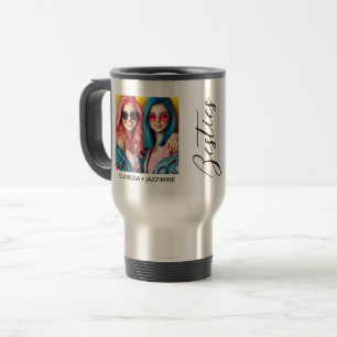 Modern Bestie Black Script 2 Photo Travel Mug