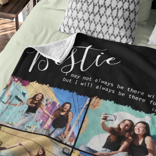 Modern Bestie Quote Photo Collage Personalized BFF Fleece Blanket