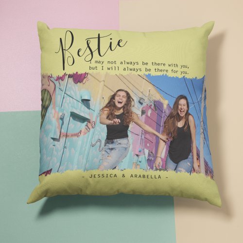 Modern Bestie Quote Photo Personalized BFF Throw Pillow