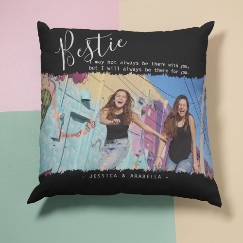 Modern Bestie Quote Photo Personalized BFF Throw Pillow