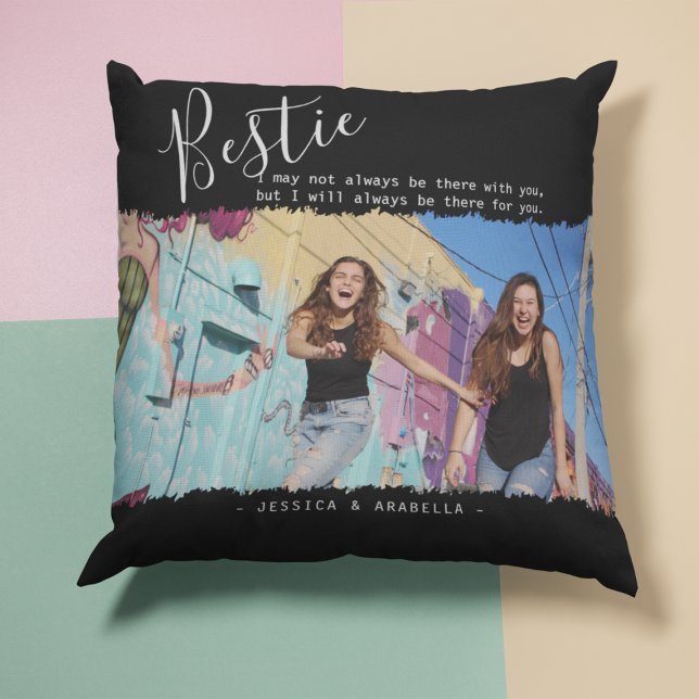 Modern Bestie Quote Photo Personalized BFF Throw Pillow (Creator Uploaded)