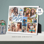 Modern Besties 11 Photo Collage Script Plaque<br><div class="desc">Create a unique and fun personalized, custom color photo memory fleece blanket for your best friend or BFF utilizing this easy-to-upload photo collage grid template with 11 pictures in various shapes and sizes both horizontal and vertical to accommodate a wide range of photographic subjects. The title BESTIES and names are...</div>