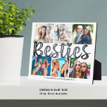 Modern BESTIES 6 Photo Collage Custom Text 8x10 Plaque<br><div class="desc">Celebrate the special bond you have with your best friend by making her a keepsake photo gift with this 6 photo collage easel-back plaque featuring the title BESTIES in modern, unique typography and personalized with your names or custom message in charcoal gray against an editable white background. PHOTO TIPS: Choose...</div>