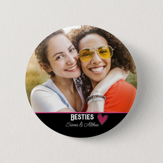 Modern Besties Best Friend Photo Button (Front)
