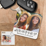 Modern BESTIES Friends Forever Chic Script 2 Photo Keychain<br><div class="desc">Create a keepsake photo keychain for your best friend featuring 1 or 2 pictures and the title BESTIES with the words FRIENDS FOREVER in a modern handwritten script typography accented with hearts as an overlay in black and gray against an editable white background and personalized with names or your custom...</div>