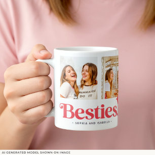 Modern Besties Names Photo Collage Best Friends Coffee Mug