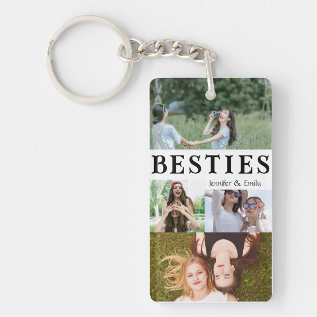 Modern Besties Photo Collage – Cute & Custom Gift Keychain (Front)