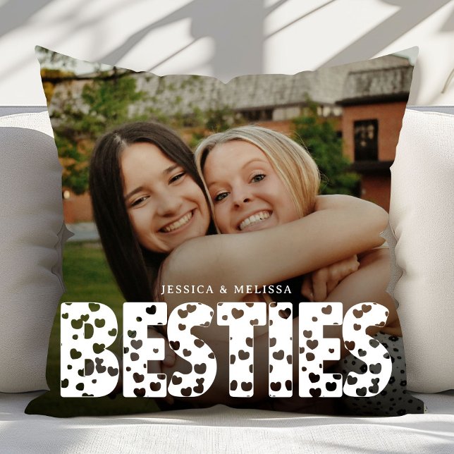 Modern  Besties Photo Gift Throw Pillow (Creator Uploaded)