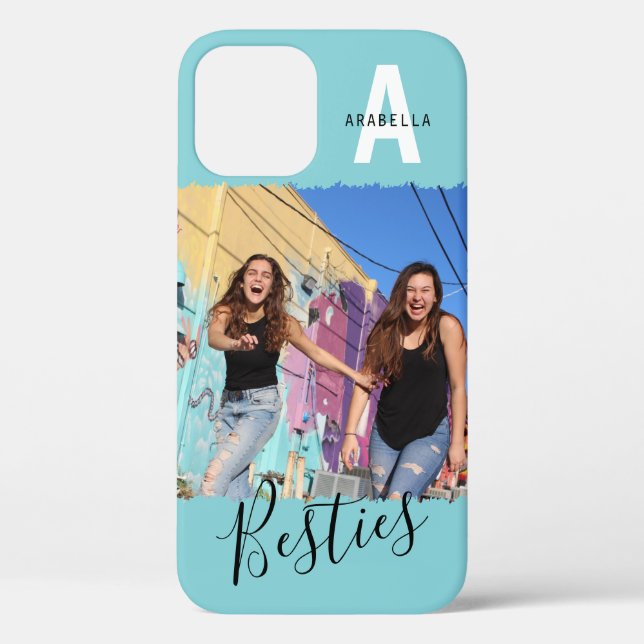 Modern Besties Photo Monogram | Blue Case-Mate iPhone Case (Back)