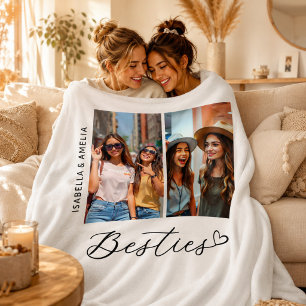 Modern Besties Two Photos Script BBF Fleece Blanket