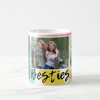 Modern Besties Typography 3 Photo Collage Coffee Mug