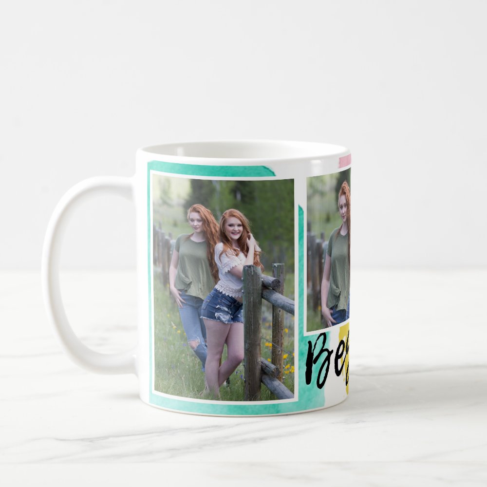 Discover Modern Besties Typography 3 Photo Collage Coffee Mug