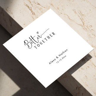Modern Better Together Heart Personalized wedding Napkins