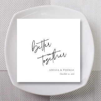 Modern Better Together Personalized Wedding Napkins