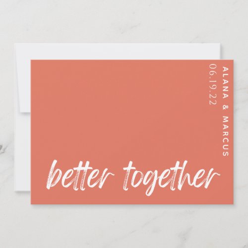 modern better together save the date terracotta