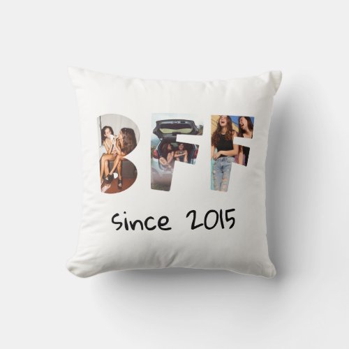 Modern BFF 3 Photo Collage Throw Pillow