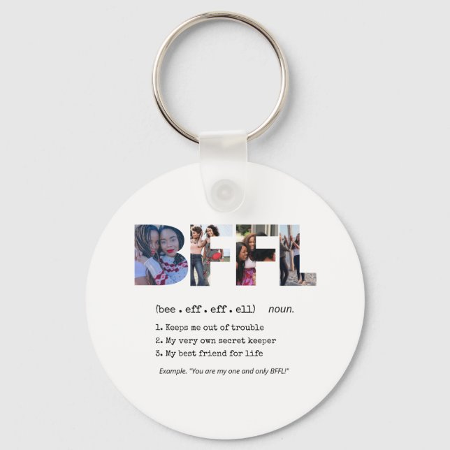 Modern bff best friends forever photo collage cute keychain (Front)