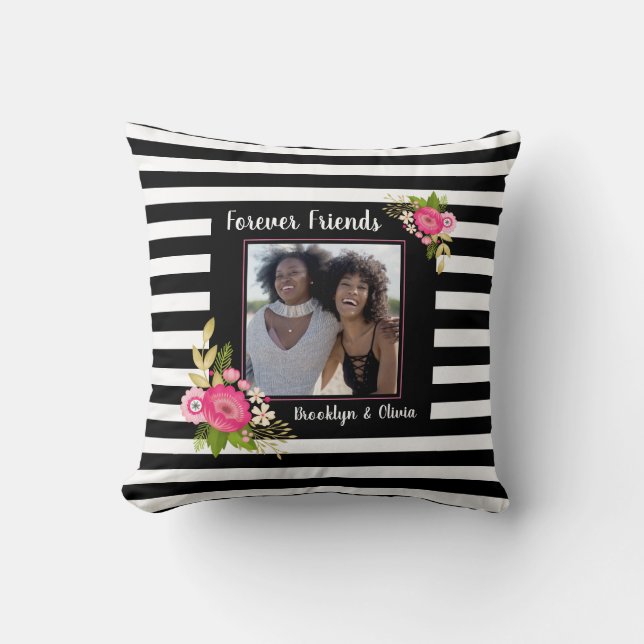 Modern BFF Best Friends Forever Throw Pillow (Front)