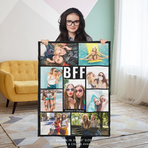 Modern BFF Best Friends Photo Collage Names Fleece Blanket
